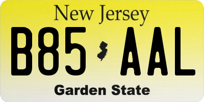 NJ license plate B85AAL