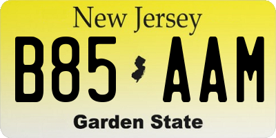 NJ license plate B85AAM