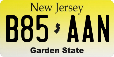 NJ license plate B85AAN