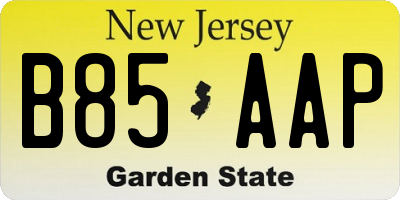 NJ license plate B85AAP