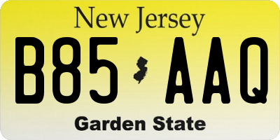 NJ license plate B85AAQ