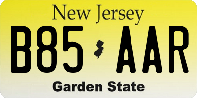 NJ license plate B85AAR