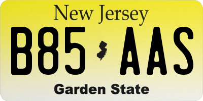 NJ license plate B85AAS