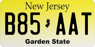 NJ license plate B85AAT