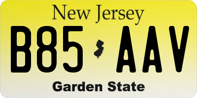 NJ license plate B85AAV