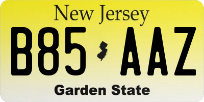 NJ license plate B85AAZ