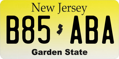 NJ license plate B85ABA