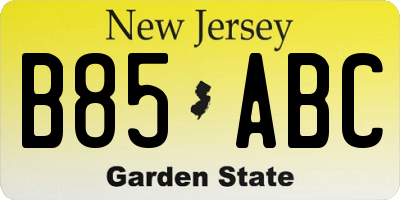 NJ license plate B85ABC