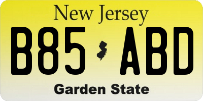 NJ license plate B85ABD