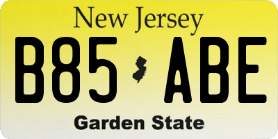 NJ license plate B85ABE