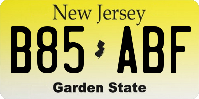 NJ license plate B85ABF