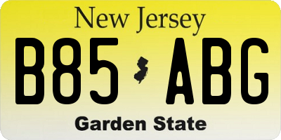 NJ license plate B85ABG