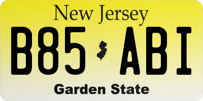 NJ license plate B85ABI