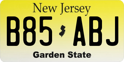NJ license plate B85ABJ