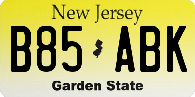 NJ license plate B85ABK