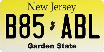 NJ license plate B85ABL