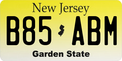 NJ license plate B85ABM