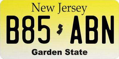 NJ license plate B85ABN