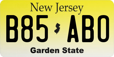 NJ license plate B85ABO