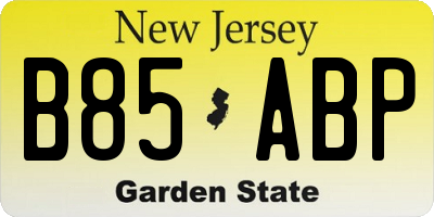 NJ license plate B85ABP