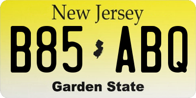 NJ license plate B85ABQ