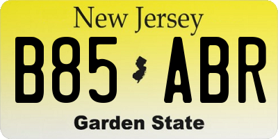 NJ license plate B85ABR