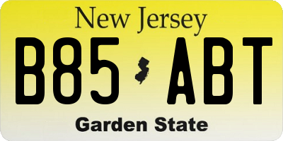 NJ license plate B85ABT