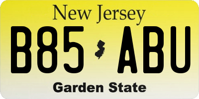 NJ license plate B85ABU