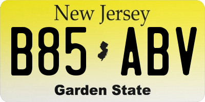 NJ license plate B85ABV