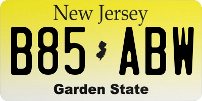 NJ license plate B85ABW
