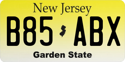 NJ license plate B85ABX