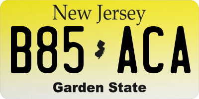 NJ license plate B85ACA
