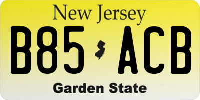 NJ license plate B85ACB