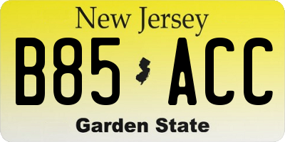 NJ license plate B85ACC