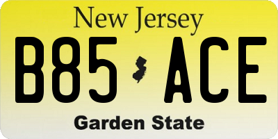 NJ license plate B85ACE