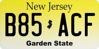 NJ license plate B85ACF