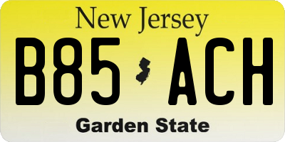 NJ license plate B85ACH