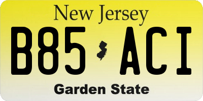 NJ license plate B85ACI