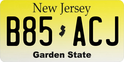 NJ license plate B85ACJ