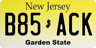 NJ license plate B85ACK