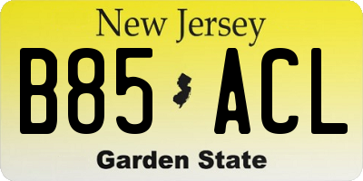 NJ license plate B85ACL