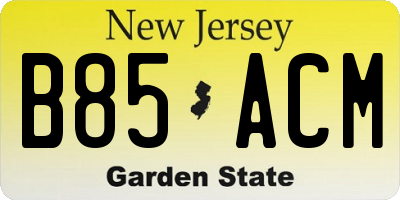 NJ license plate B85ACM