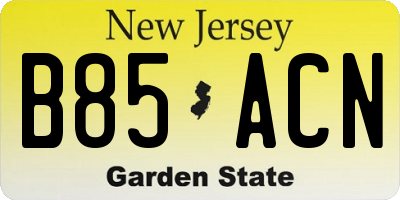 NJ license plate B85ACN