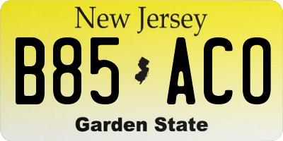 NJ license plate B85ACO