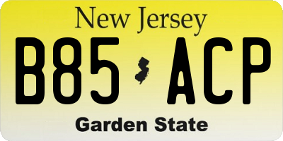 NJ license plate B85ACP