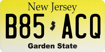 NJ license plate B85ACQ