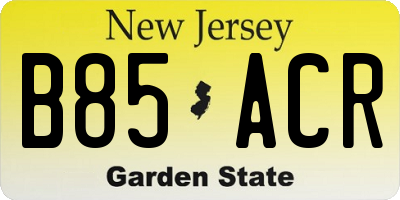 NJ license plate B85ACR