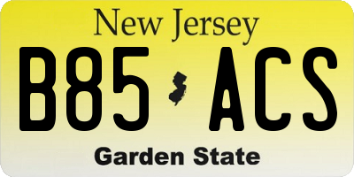 NJ license plate B85ACS