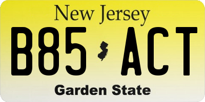 NJ license plate B85ACT