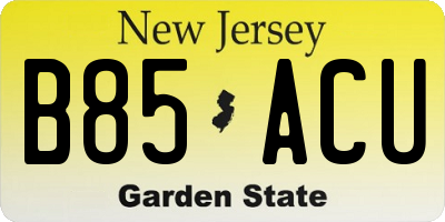 NJ license plate B85ACU